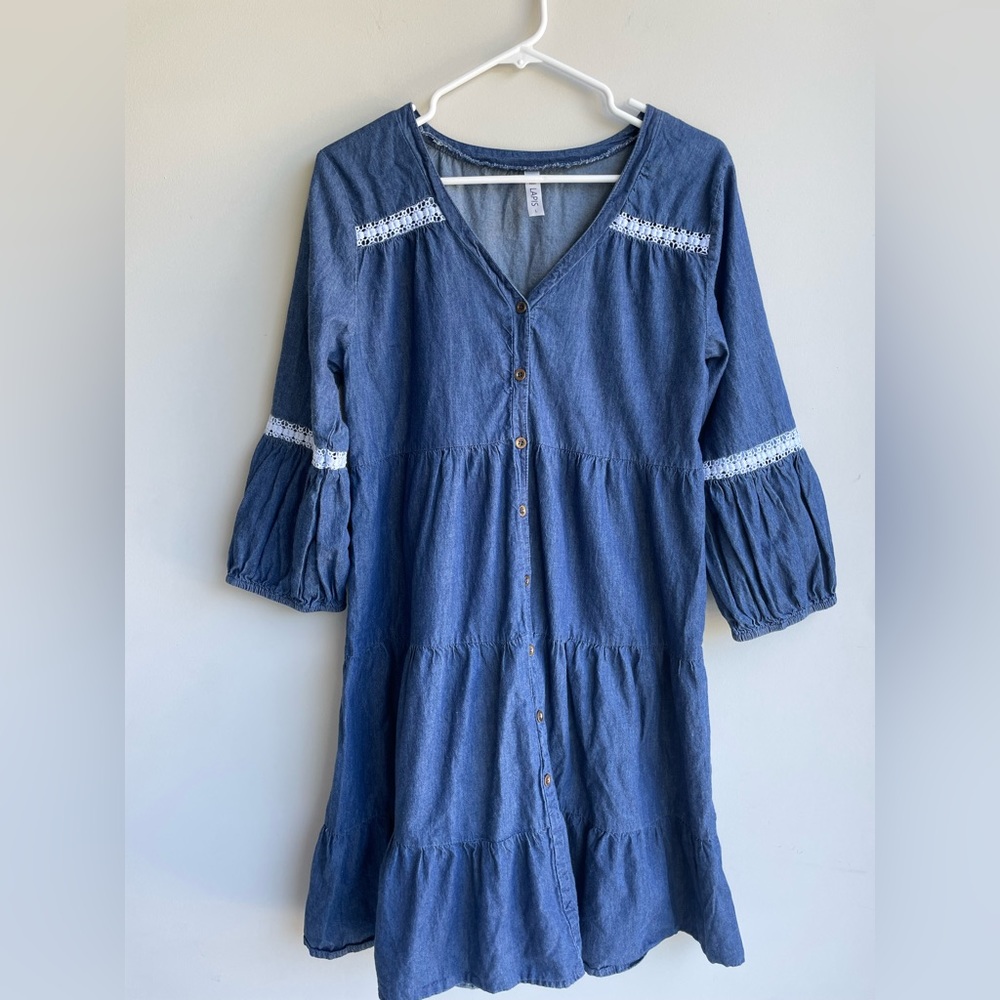 Lapis Anthropologie denim button down dress